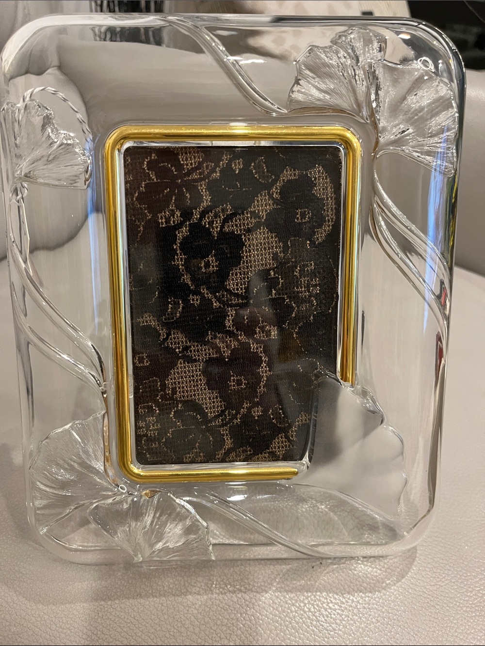 Mikasa Picture Frame Clear Glass & Hoya crystal frame with beaded & brass trim